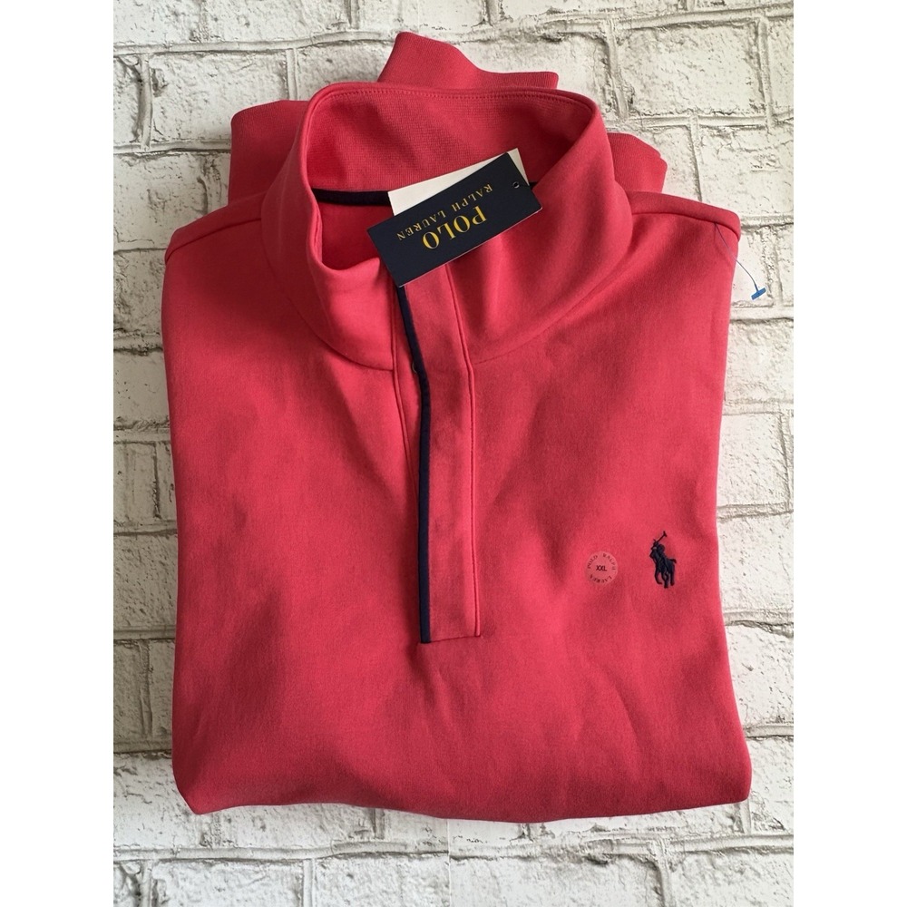 Men's Polo Ralph Lauren Salmon Red Fleece Snap Closure Sweatshirt XXL